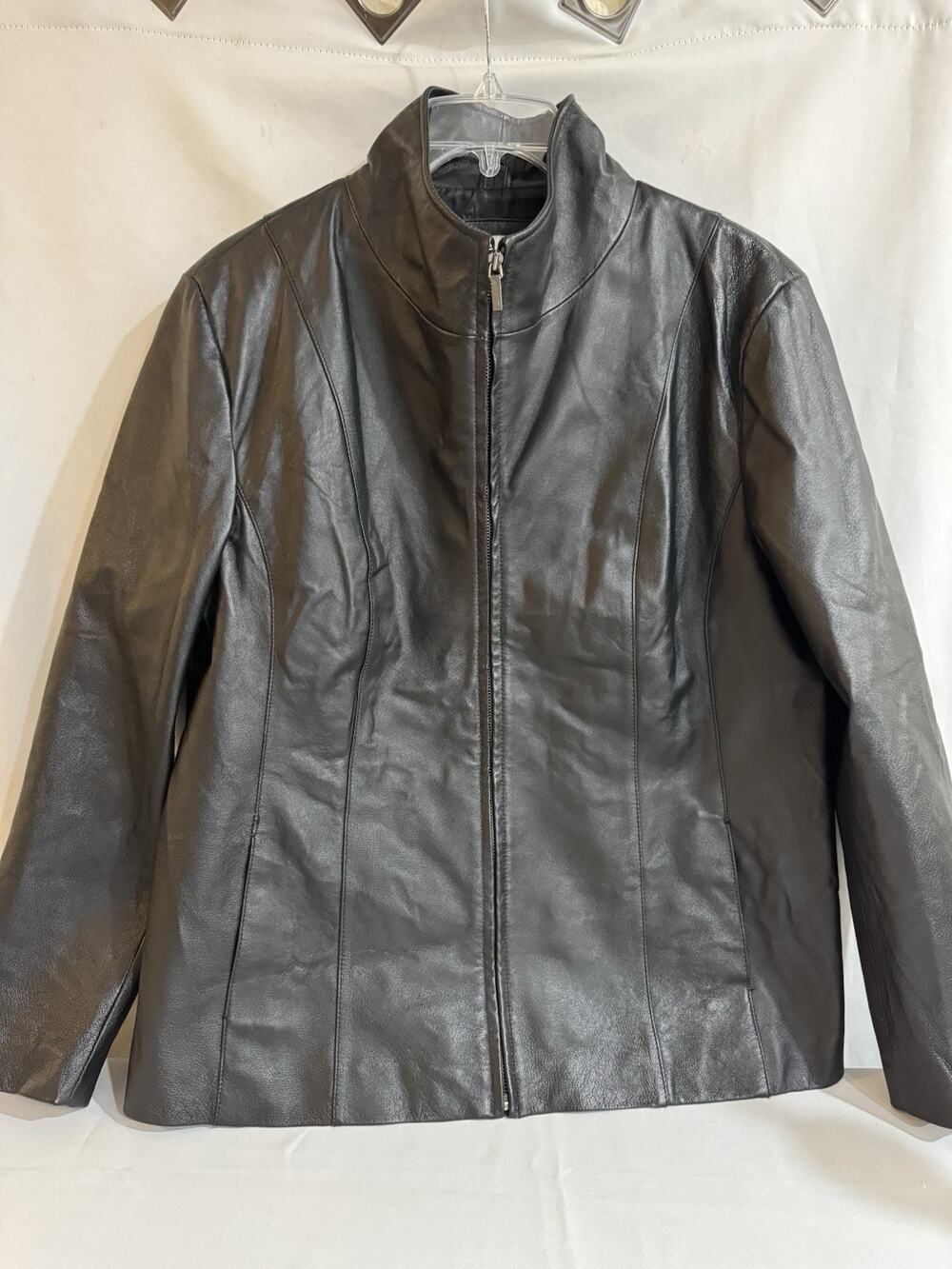 East 5th Leather Jacket Womens Plus XL Black Genuine Leather Collared Zip